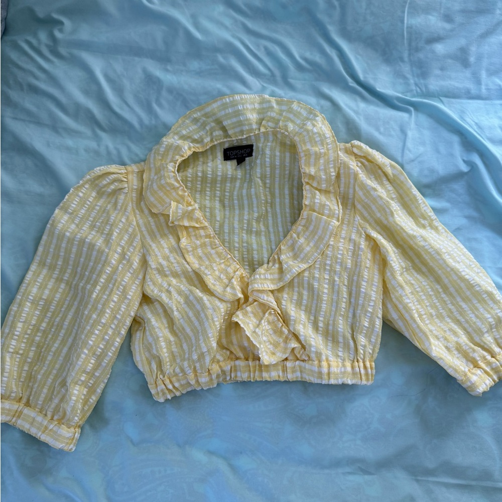 Topshop Yellow and White Striped Blouse